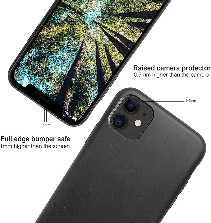 eplanita Eco Mobile Phone Case Compatible with iPhone 11, Plant Fiber, Drop Protection Cover, Durable and Sustainable (for iPhone 11, Black)