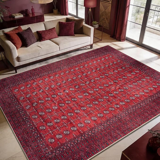 Keen Home Design 9x12 Rug - Machine Washable Area Rug with Non-Slip Backing, Ideal for Living Room, Dining Room, Bedroom - Vintage, Easy Clean, Durable, Low Pile Rug - (9' x 12')