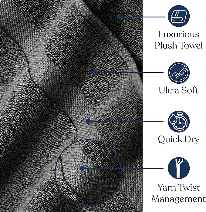 Organic Cotton Luxuriously Plush Bath Towel Pack of 4 | GOTS & OEKO-TEX Certified | Premium Hotel Quality Towels | Feather Touch Technology|650 GSM Long Staple|Soft, Quick Dry & Ultra-Absorbent