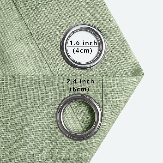 Pitalk Light Sage Green Curtains 90 Inches Long for Bedroom 2 Panel Grommet Light Filtering Semi Sheer Privacy Cotton Textured Pale Green Linen Curtains for Living Room Country Farmhouse Decor 52x90
