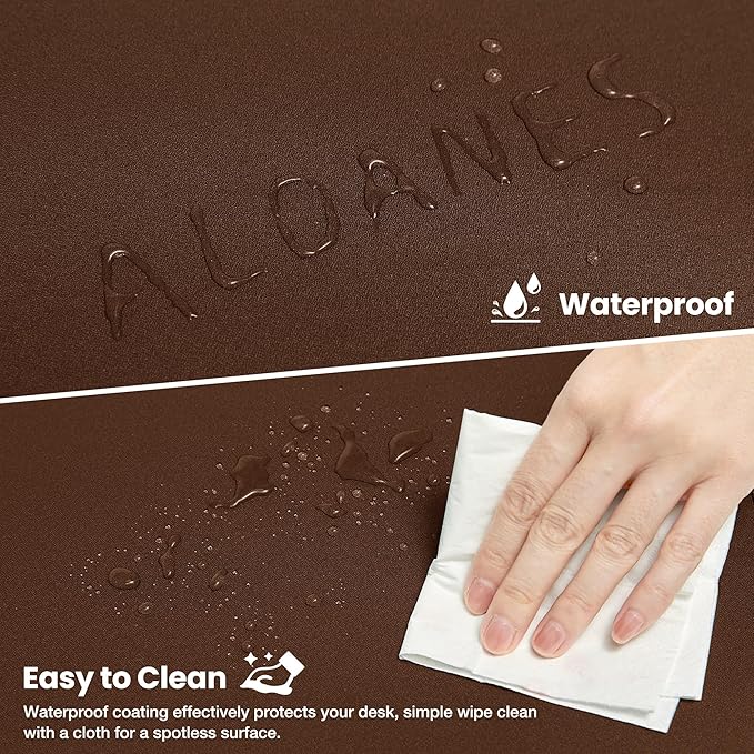 ALOANES Waterproof Mouse Pad with Durable Stitched Edge, XXXL Gaming Keyboard Pad, Non-Slip Rubber Base Mouse Mat, Extended Desk pad for Gamer, Office & Home, Brown Mousepad 35.4"x 15.7"x 0.12"