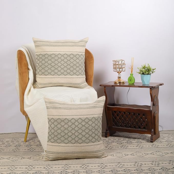 Trade Star Set of 2 Boho Throw Pillow Covers – 20x20 Handloomed 100% Cotton Cushion Covers, Rustic Farmhouse Decor for Couch, Bed, Indoor/Outdoor Use
