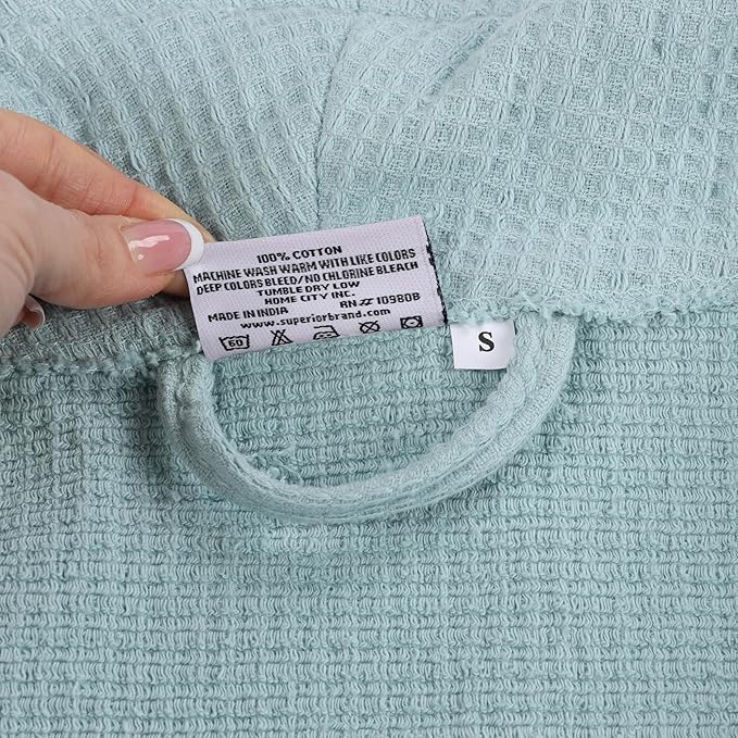 Superior Waffle Weave Cotton Unisex Bathrobe with Belt, Soft and Absorbent Robe for Men and Women Bath Essentials Robes