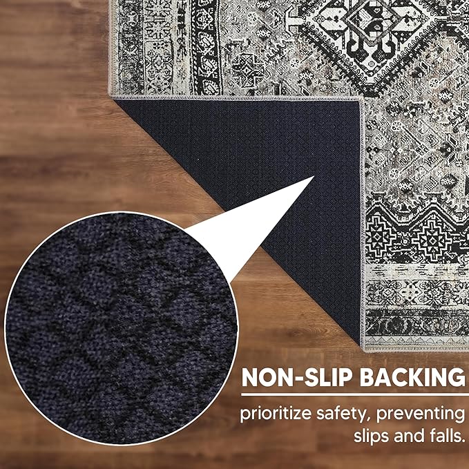 Keen Home Design 48"x72" Rug - Machine Washable Area Rug with Non-Slip Backing, Ideal for Living Room, Dining Room, Bedroom - Vintage, Easy Clean, Durable, Low Pile Rug - (4' x 6')
