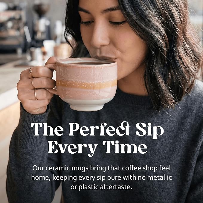 NOVA CERAMICS Ceramic Mug - Large Coffee Mug with Handle - 16 oz coffee cups - Microwave & Dishwasher Safe - Gifts For Women Men Him Her - 16oz - Afterglow