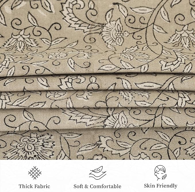 Hand-Block Printed, Artisan-Made Neutral Accent Throw Pillow Covers- 100% Cotton Cushion for Sofa, Bed, Chair, Home Decor, Boho, Indoor - Lina (Beige, 20" x 20" (Pack of 2))