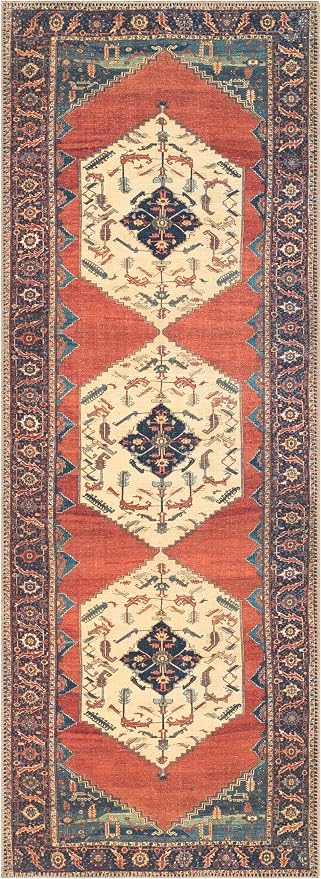 Keen Home Design 30"x120" Rug - Machine Washable Runner with Non-Slip Backing, Ideal for Hallway, Entryway, Kitchen, Laundry Room - Vintage, Easy Clean, Durable, Low Pile Rug - (2'6" x 10')