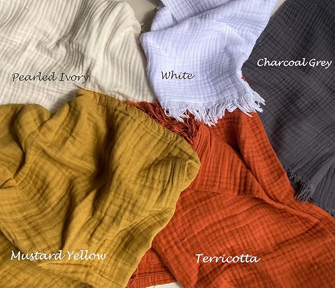 KyraHome Muslin Throw Blankets for Adults, Kid, 50"x60",100% Cotton Plant Dyed, Breathable, Lightweight Gauze Soft Cotton Blanket for Couch, All Season (Terracotta/Rust Orange)