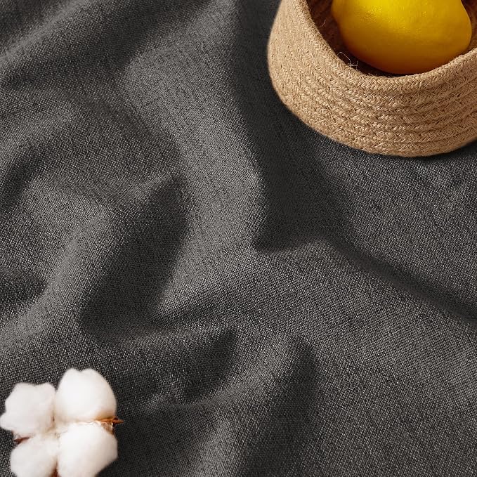 RYB HOME Pinch Pleated Back Tab Curtains Linen Textured 100% Blackout Curtains Thermal Insulated for Bedroom Living Room Bay Window Drapes, W 42 x L 90 inches, Grey, 2 Panels