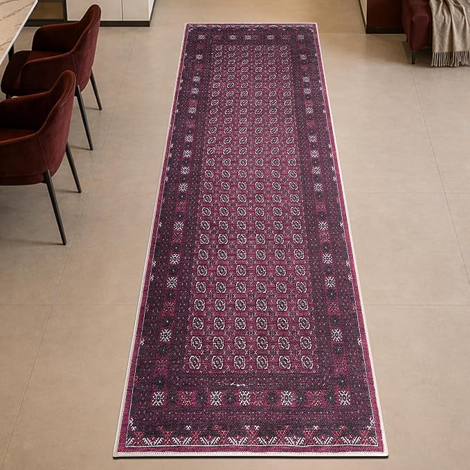 Keen Home Design 30"x84" Rug - Machine Washable Runner Rug with Non-Slip Backing, Ideal for Hallway, Entryway, Kitchen, Laundry Room - Vintage, Easy Clean, Durable, Low Pile Rug - (2'6" x 7')