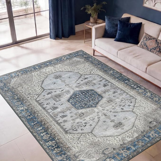 Keen Home Design 3x5 Rug - Machine Washable Entry Rug with Non-Slip Backing, Ideal for Enteryway, Kitchen, Bathroom, Laundry Room - Vintage, Easy Clean, Durable, Low Pile Rug - (3' x 5')