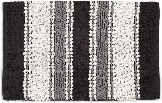 Ramanta Home Chenille Bath Mat Rug Charcoal 20x32 Inches, Soft Cotton Small Shower Floor Rug Ideal for Bathroom, Entrance, Bedroom, Kitchen | Absorbent Throw Carpet Doormat for Decor