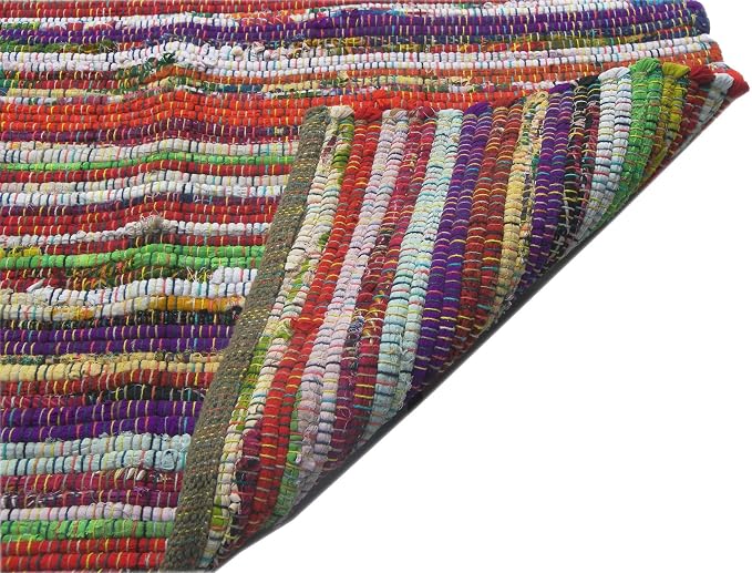 Chardin home - Eco Friendly 100% Recycled Cotton Colorful Chindi Area Rug – 8’x10’, Multi.