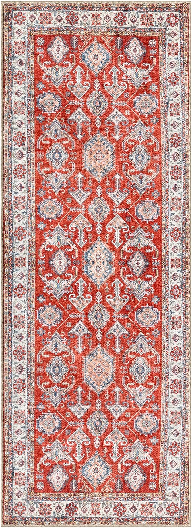 Keen Home Design 30"x144" Rug - Machine Washable Runner Rug with Non-Slip Backing, Ideal for Hallway, Entryway, Kitchen, Laundry Room - Vintage, Easy Clean, Durable, Low Pile - (2'6" x 12')