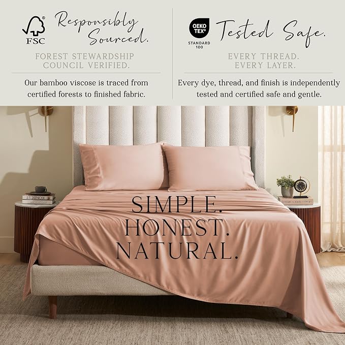 KARISSA MAE Pure Viscose from Bamboo Queen Size Pillowcase Set | 100% FSC Certified | Luxuriously Soft | Cooling | [Terracotta]
