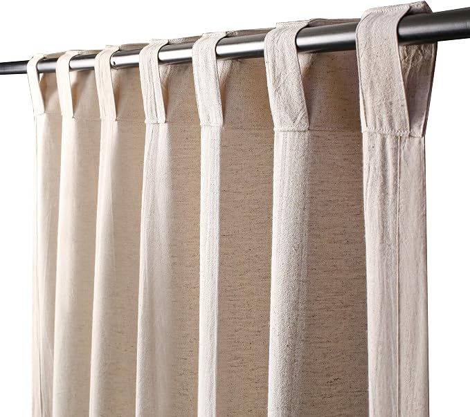 Bedding Craft Natural Flax Linen Drapes Set of 2, 50x108 Inch | Linen & Cotton Mix, Living Room & Bedroom, Privacy & Light Control, Elegant Rustic to Modern Style