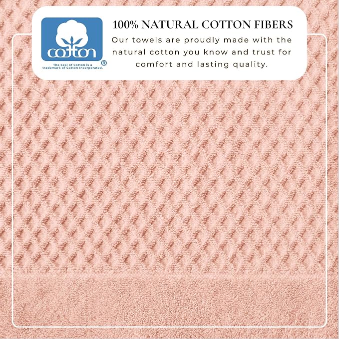 Great Bay Home Bath Towels - 100% Cotton 4 Pack 54x27 Bath Towel Set - Absorbent, Durable, Quick-Dry Towels for Bathroom (Pink)