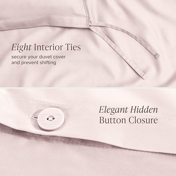 Bare Home 100% Organic Cotton Sateen Duvet Cover Set - Extra Long Size - 400 Thread Count - Smooth Sateen Weave - Warm & Luxurious - Duvet Cover (Twin/Twin XL, Dusty Pink)