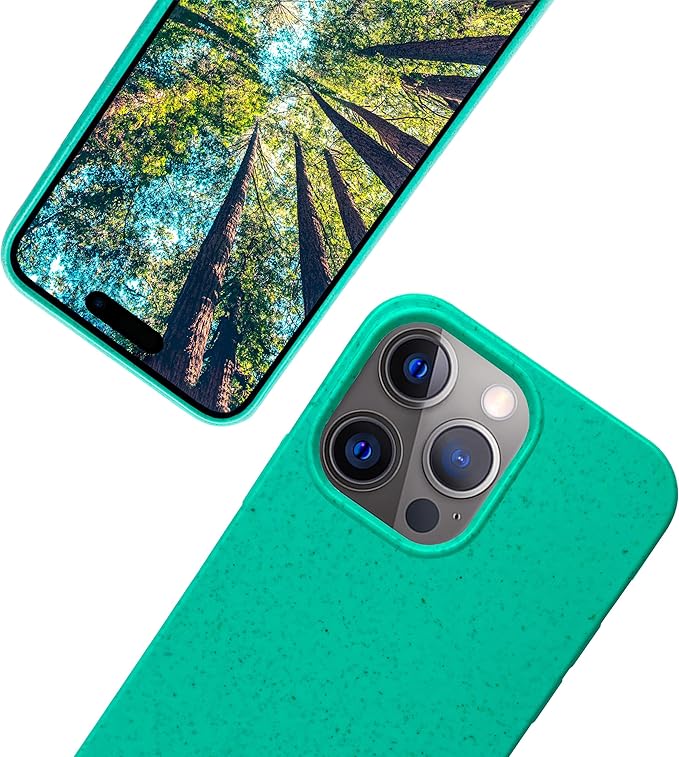 eplanita Eco Mobile Phone Case Compatible with iPhone 15 Pro, Plant Fiber, Drop Protection Cover, Durable and Sustainable (for iPhone 15 Pro, Mint)