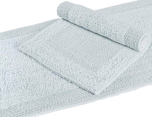 Bedding Craft Bathroom Bath Mat Rug, 17x24, Silver Grey | 100% Cotton, Reversible, Water Absorbent, Machine Washable, Soft