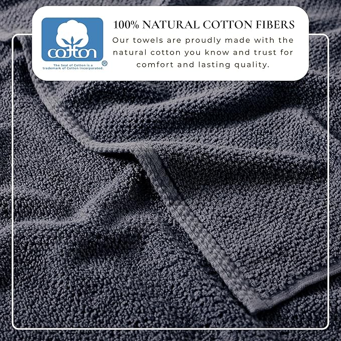 Great Bay Home 100% Cotton 4 Pack 54x27 Bath Towel Set - Absorbent, Quick-Drying, Durable Towels for Bathroom Decor - Low-Twist, Two-Ply Fibers (Stone Blue)