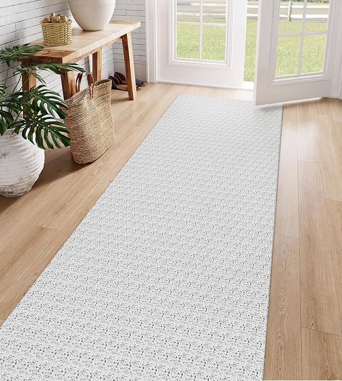 Collive Long Runners Rug for Hallways 2.6x8 Washable Kitchen Runner Rugs Non-Slip Rubber Backed Boho Hallway Runner Rug Gray Braided Farmhouse Carpet Floor Runner for Hall Bedroom Doorway