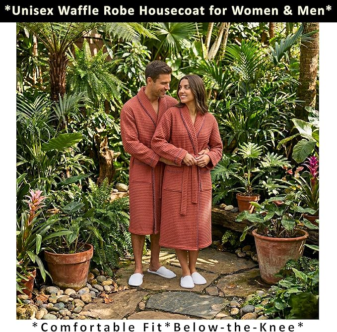 PÜSKÜL Luxury Waffle Robe for Women & Men - Natural 100% Turkish Cotton Bathrobe - Housecoat Womens & Housecoat Mens