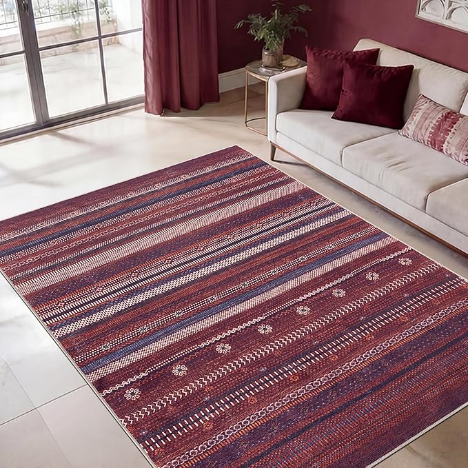 Keen Home Design 5x7 Rug - Machine Washable Area Rug with Non-Slip Backing, Ideal for Living Room, Dining Room, Bedroom - Vintage, Easy Clean, Durable, Low Pile Rug - (5' x 7')