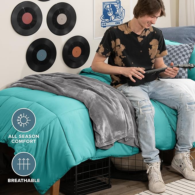 Bare Home Comforter Set - Twin/Twin Extra Long Size - Ultra-Soft - Goose Down Alternative - Premium 1800 Series - All Season Warmth (Twin/Twin XL, Turquoise)