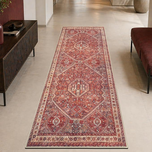 Keen Home Design 30"x144" Rug - Machine Washable Runner Rug with Non-Slip Backing, Ideal for Hallway, Entryway, Kitchen, Laundry Room - Vintage, Easy Clean, Durable, Low Pile - (2'6" x 12')