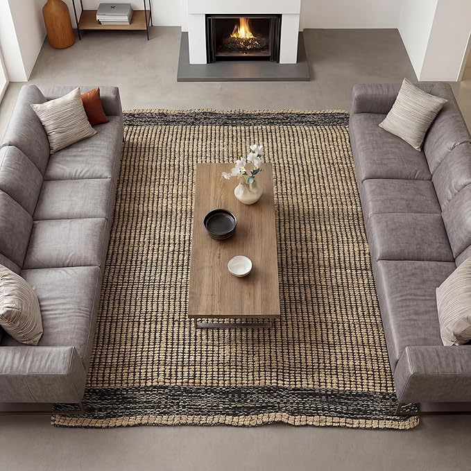 8' x 10' Black Wool & Natural Jute Rug (8' x 10')