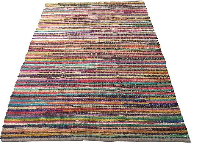 Chardin home - Eco Friendly 100% Recycled Cotton Colorful Chindi Area Rug – 5’x7’, Multi