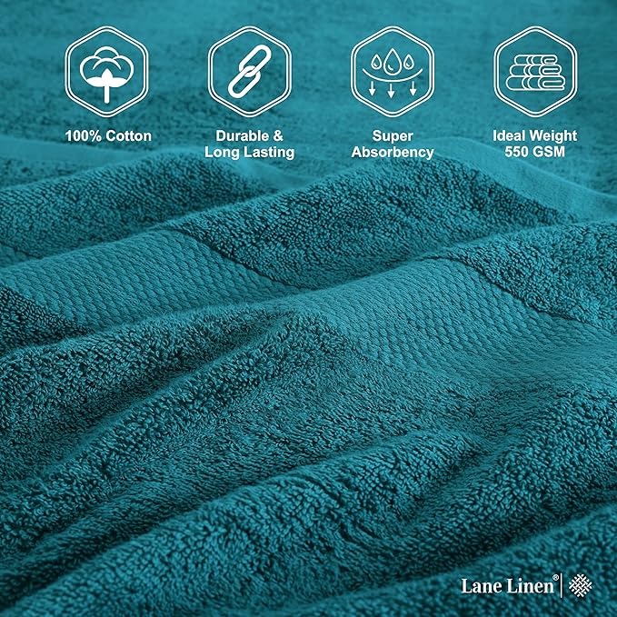 LANE LINEN 100% Cotton Bath Sheets (35"x66") - 2 Piece - Fade Resistant, Machine Washable, Ultra Soft & Highly Absorbent - Oversized Extra Large Bathroom Towels Sets - Hotel Quality Towel - Sea Port