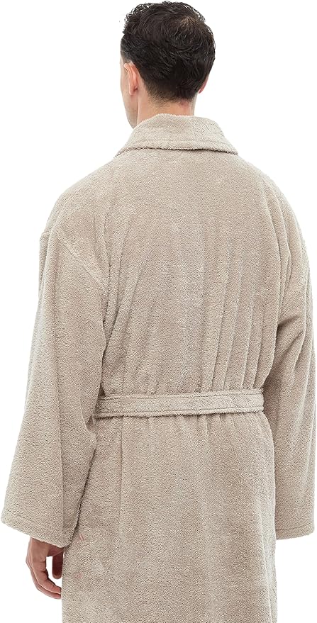 Arus Men's Shawl Collar Robe, Turkish Terry Cotton Bathrobe with Regular and Full Length Options
