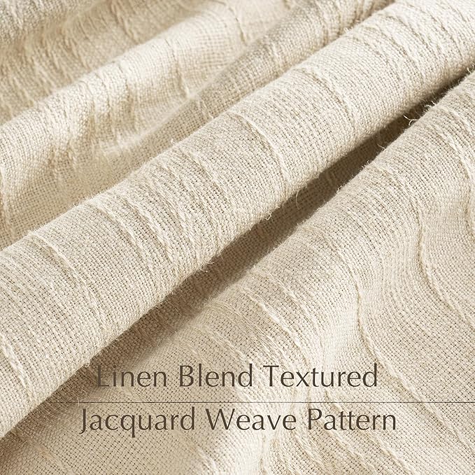 NICETOWN Jacquard Linen Curtains 84 inch Length 2 Panels, Waffle Weave Privacy with Light Filtering Window Treatments for Bedroom, W52 x L84, 2 Panels