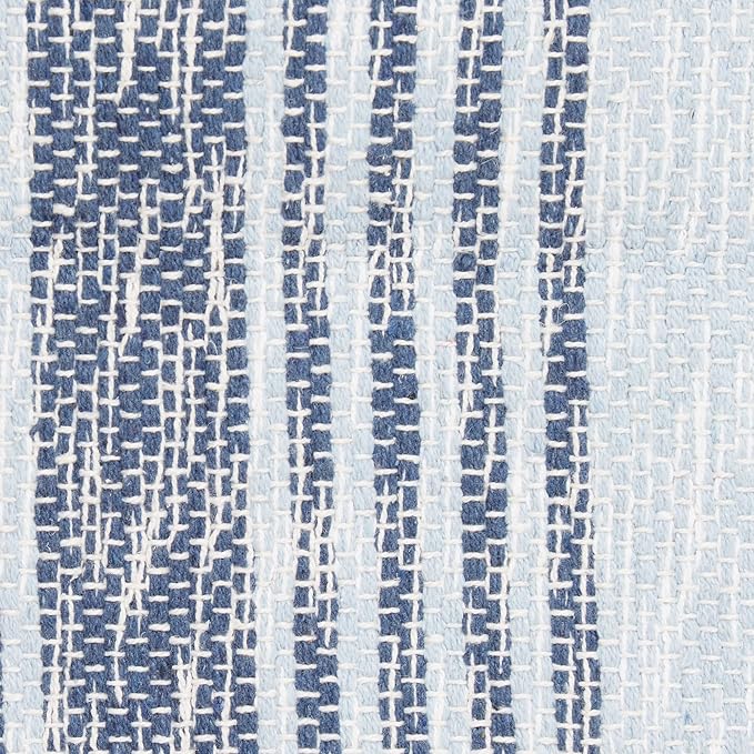 DII Woven Rag Rug Collection Recycled Yarn Variegated Rustic Stripe, 2x3', Stonewash Blue