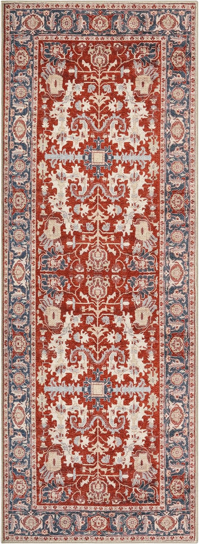 Keen Home Design 30"x144" Rug - Machine Washable Runner Rug with Non-Slip Backing, Ideal for Hallway, Entryway, Kitchen, Laundry Room - Vintage, Easy Clean, Durable, Low Pile - (2'6" x 12')