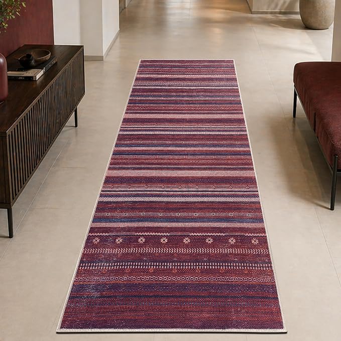 Keen Home Design 30"x144" Rug - Machine Washable Runner with Non-Slip Backing, Ideal for Hallway, Entryway, Kitchen, Laundry Room - Vintage, Easy Clean, Durable, Low Pile Rug - (2'6" x 12')