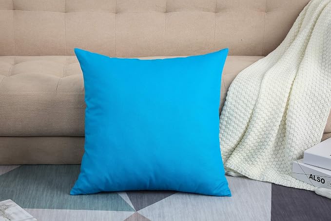 TangDepot Handmade Decorative Solid 100% Cotton Canvas Throw Pillow Covers/Pillow Shams, (22" x22" , Pacific Blue, 1 Count (Pack of 1)) | 100% cotton, same-color zip, machine wash & air dry. For living room, bedroom, office, car. 42 colors, 331 sizes. ...