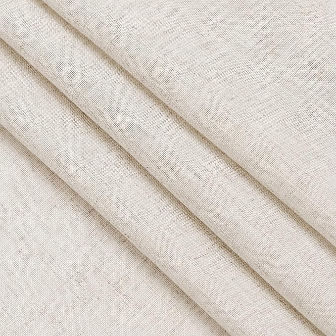 Nanspring Beige Cafe Curtains 48 Inch Length Set 2 Panel Back Tab Pocket Semi Sheer Short Linen Beige Curtain Tiers for Small Bathroom Window Basement 52x48