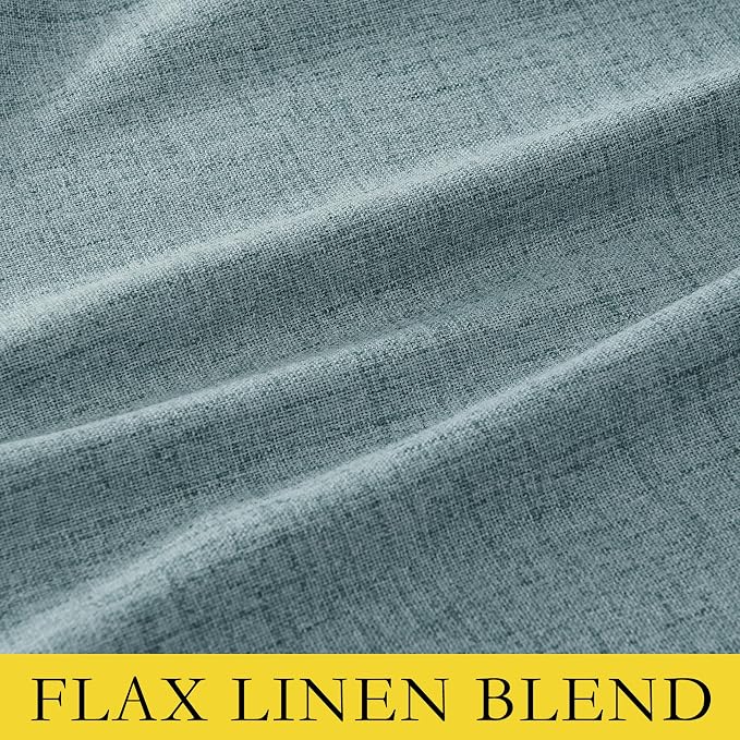 NICETOWN Full Blackout Skylark Blue Linen Curtains 102" Length with Thermal Insulated Liners for Living Room, Farmhouse Style Keep Cool & Warm Large Window Drapes for Hall (2 Panels, 52" Wide)