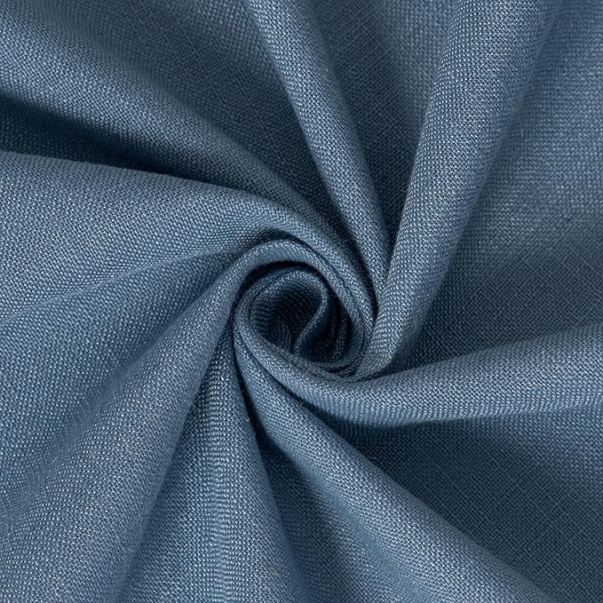 NICETOWN Stone Blue Linen Curtains 84 inch Long 2 Panels Set, 55" Wide Thick Flax Linen Blend Organic Home Decor Rod Pocket & Back Tab with Light Filtering for Bedroom/Living Room