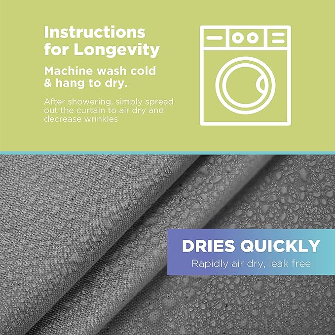 Organic Cotton Shower Curtain Liner - Breathable Standard Stall Size Shower Curtain - A Stylish Quality Bathroom Drape for Master Bath Tubs, Guest Bathrooms and Dorms - Made in USA - 36"x74", Gray