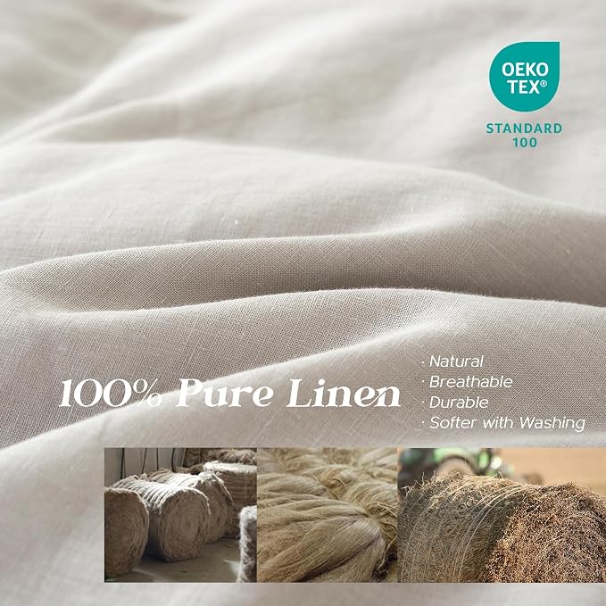 Simple&Opulence 100% Linen Duvet Cover Set, Natural French Flax Light Grey Duvet Cover Twin Size, Breathable Soft Comfy Linen Bedding Comforter Cover with 1 Pillowcase(Light Grey, 68"x86")