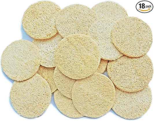 18 Pack Natural Loofah Sponge Exfoliating Face Pads - Facial Body Scrubbers Pad - When Bath Shower and Spa - Loofa Sponges Scrub - Bulk Loofahs Scrubber - Cleansing Skin for Women and Men