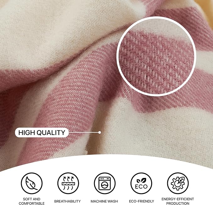 | Wool Blanket/Throw | 100% New Zealand Wool | Perfect for Home and Outdoors | Virgin Wool Blanket with Fringes 55"x79" (140 x 200 cm)