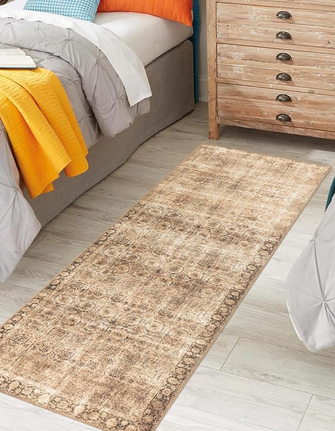 Keen Home Design 30"x84" Rug - Machine Washable Runner Rug with Non-Slip Backing, Ideal for Hallway, Entryway, Kitchen, Laundry Room - Vintage, Easy Clean, Durable, Low Pile - (2'6" x 7')