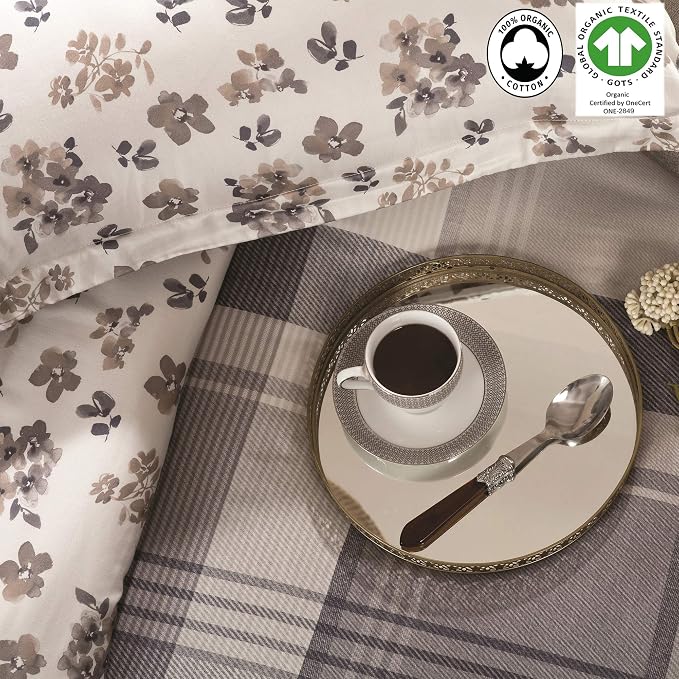 A1HC Madras Reversible Print Organic Cotton Pillowcase (Set of 2) | GOTS Certified Organic Cotton Pillowcase |Wrinkle Resistant| Long Staple Cotton| 21" x 30"