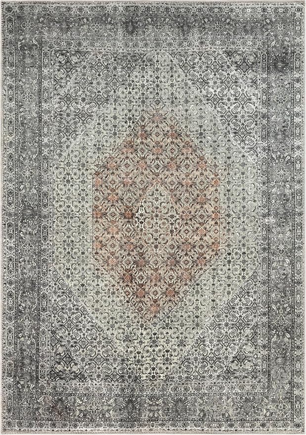 Keen Home Design 48"x72" Rug - Machine Washable Area Rug with Non-Slip Backing, Ideal for Living Room, Dining Room, Bedroom - Vintage, Easy Clean, Durable, Low Pile - (4' x 6')