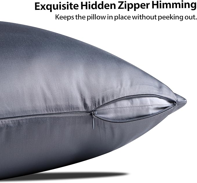 4 Pack Cooling Toddler Pillow Cases,Viscose Derived from Bamboo Small Pillow Protectors Set of 4, 400 TC Soft Silky Breathable Summer Pillow Cover with Zipper Hidden (4PCS, 13‘’x18‘’,Dark Grey)